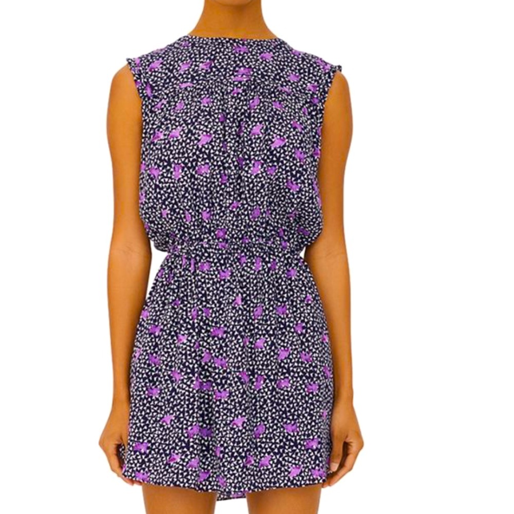 Maje Rollette Printed Smocked Waist Mini Dress size 36